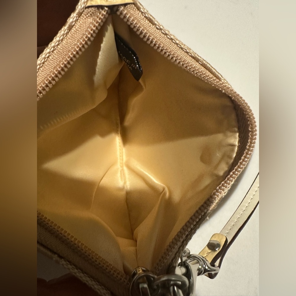 Coach Beige/Yellow Signature Canvas and Leather Wristlet Pochette - Picture 7 of 10